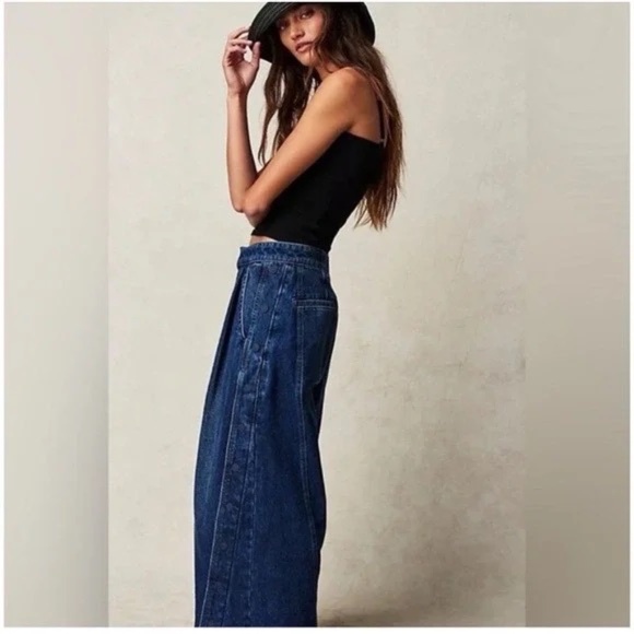 Anthropologie Blue Wide Leg Jeans - Picture 1 of 16
